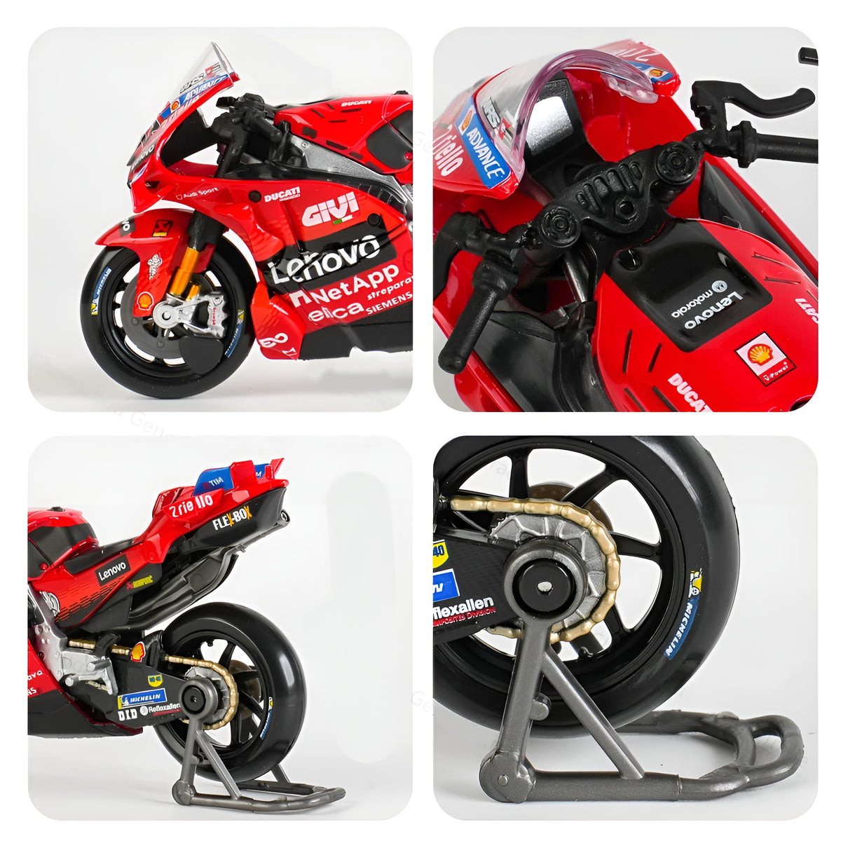 Motos Miniatura Ducati 2025 Marc Márquez #93 y Pecco Bagnaia #63, Múltiples Vistas