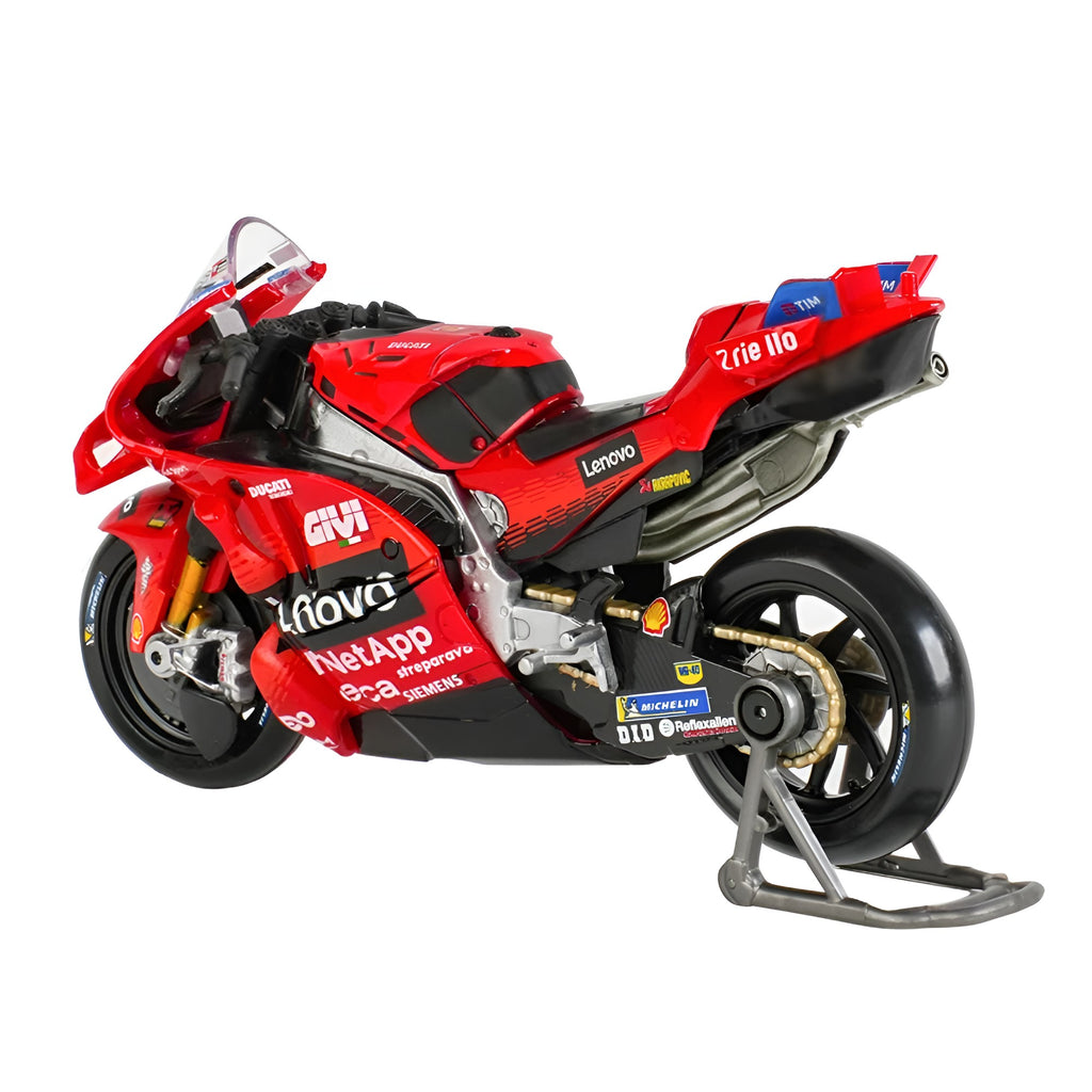 Motos Miniatura Ducati 2025 Marc Márquez #93 y Pecco Bagnaia #63, Vista Trasera