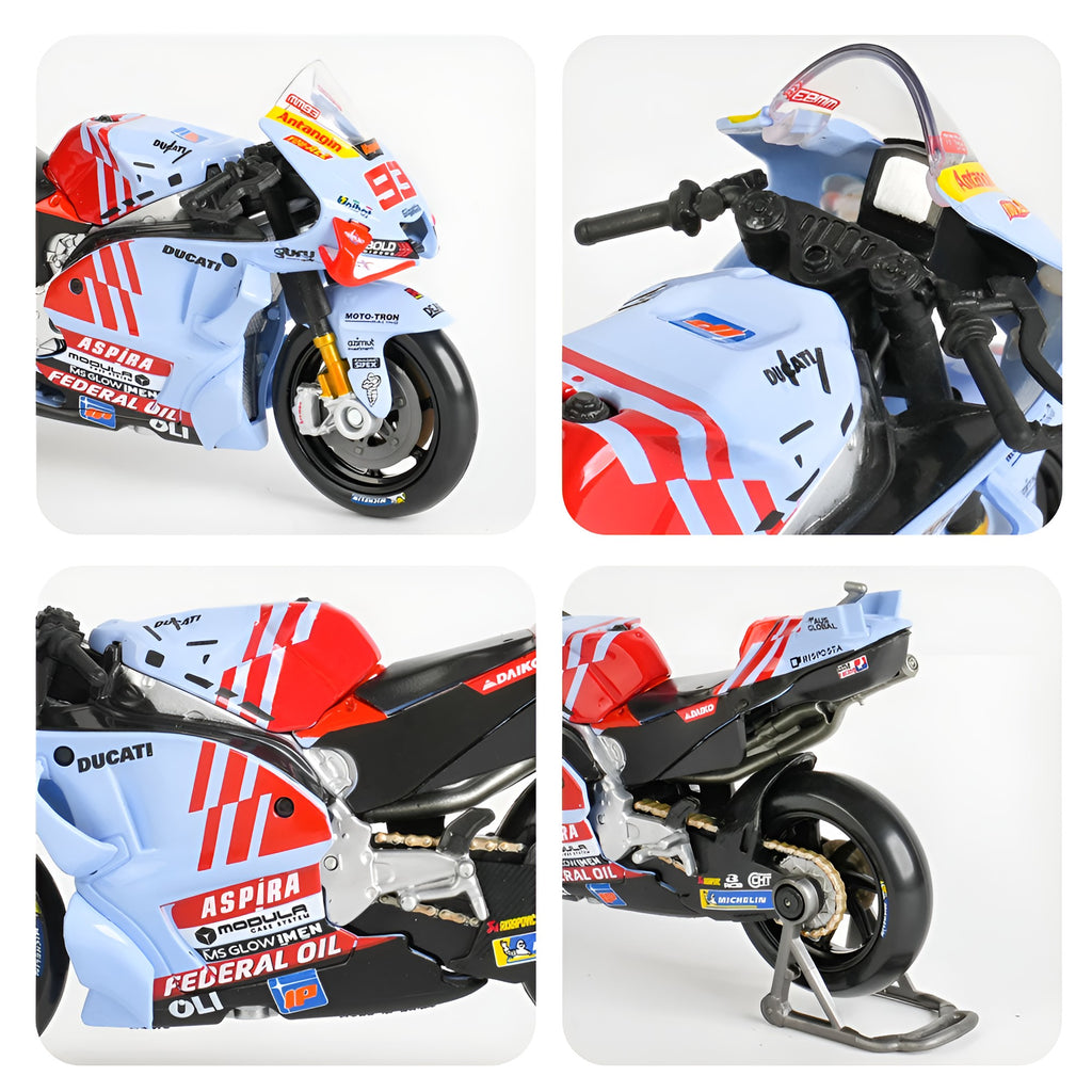 Motos Miniatura Gresini 2024 Álex Márquez #73 y Marc Márquez #93, Múltiples Vistas