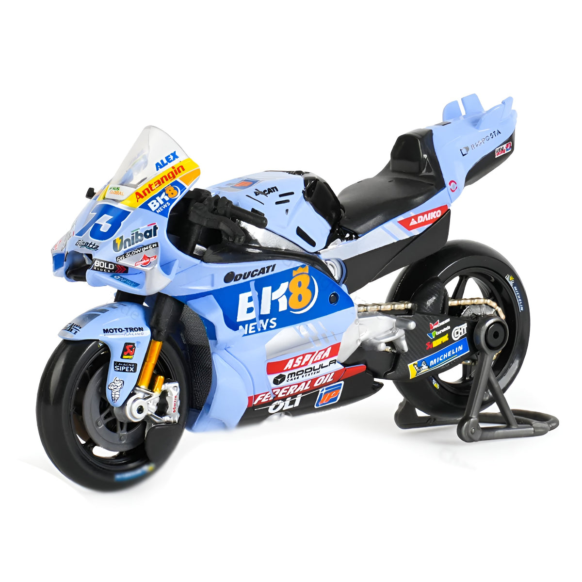 Motos Miniatura Gresini 2025 Álex Márquez #73, Vista Frontal