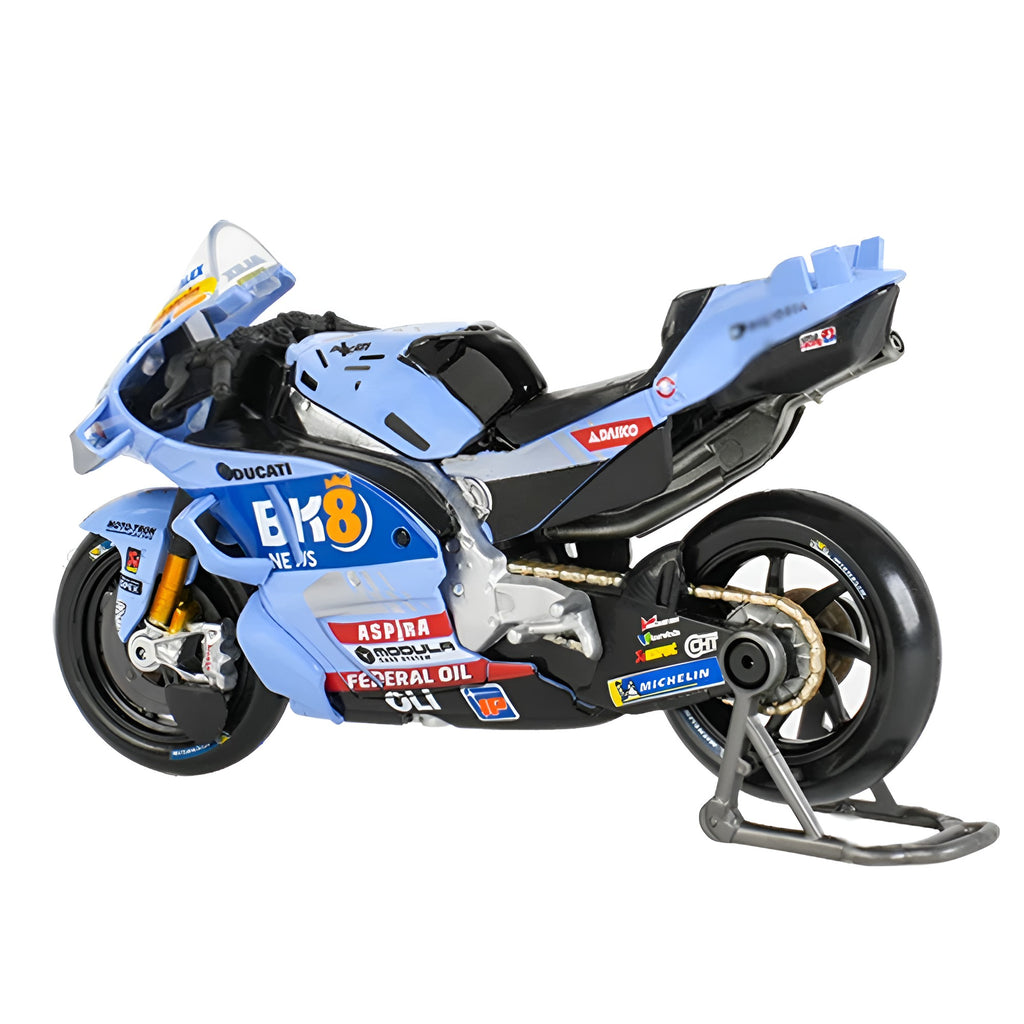 Motos Miniatura Gresini 2025 Álex Márquez #73 y Fermín Aldeguer #54, Vista Trasera